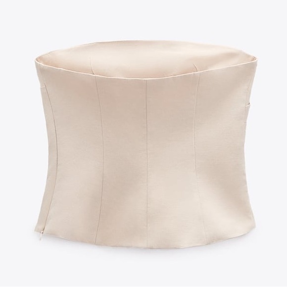 ZARA STRAPLESS DRAPED TOP SIZE M CREAM 3067/007 NWT - Picture 3 of 4